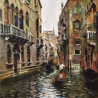 Копия картины "Прогулка по венецианскому каналу." Рубенс Санторо фото