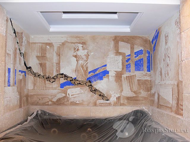 Рисунок на стене в ванной: достоинства и недостатки + фото