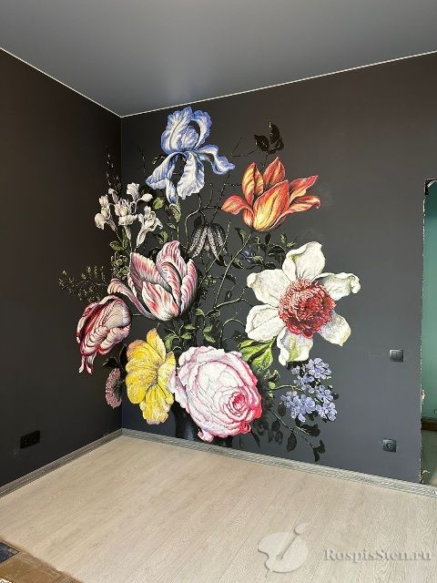 Цветы на стене рисунок